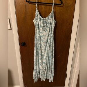 Lulu's Light Blue and White Floral Midi Dress